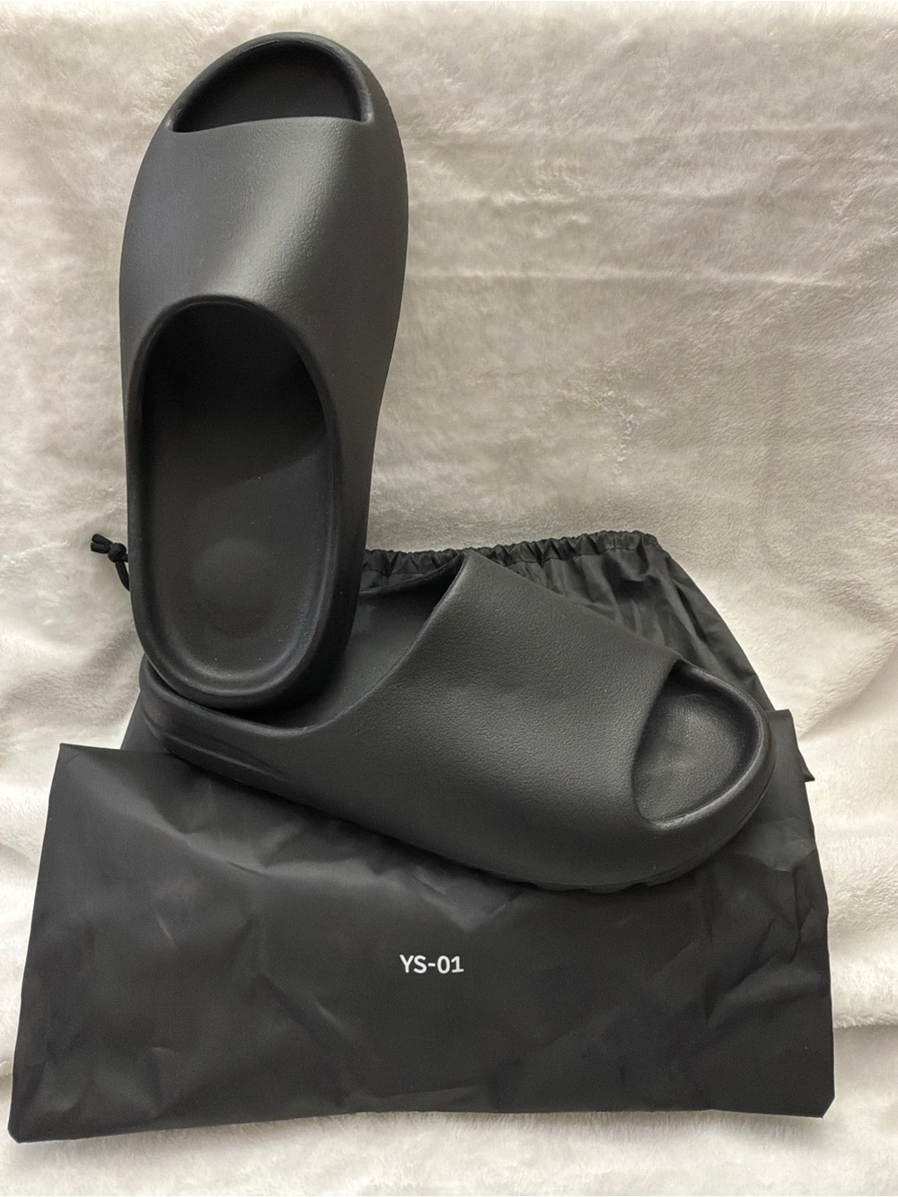 Men's Black Slide Sandals - Comfortable Open-Toe Casual Slippers 8 men 9 Woman